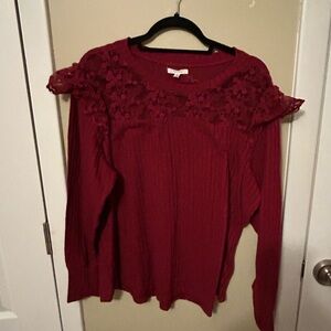Elegant Red Lace Blouse